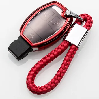 

2019 PC+TPU Shell Holder Key Case Cover For Mercedes Benz A B R G Class GLK GLA W204 W251 W463 W176 Keychain Key Case Protective