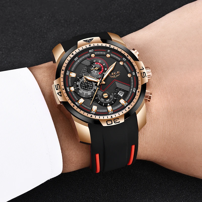 Lige New Mens Watches Top Luxury Brand Men Unique Sport Watch Men Quartz Date Clock Waterproof-4