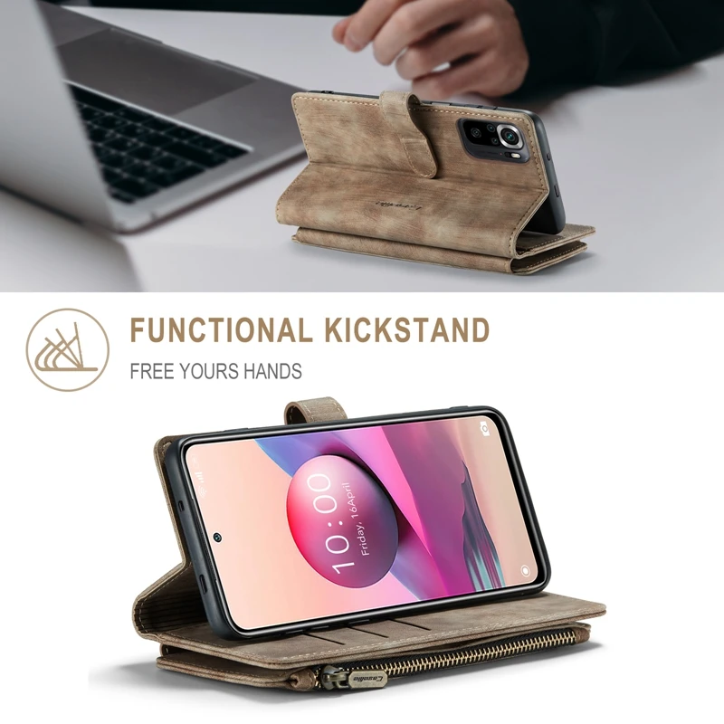 For Xiaomi Redmi Note 10 9S 10S 10 Pro Max Case Luxury Zipper Wallet PU Leather Phone Cover For Redmi Note9 Note10 Pro Max Coque