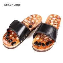 Мужские массажные тапки с подошвой из булыжника; домашние мужские шлепанцы на плоской подошве; сандалии на липучке для здоровья; нескользящие массажные тапочки