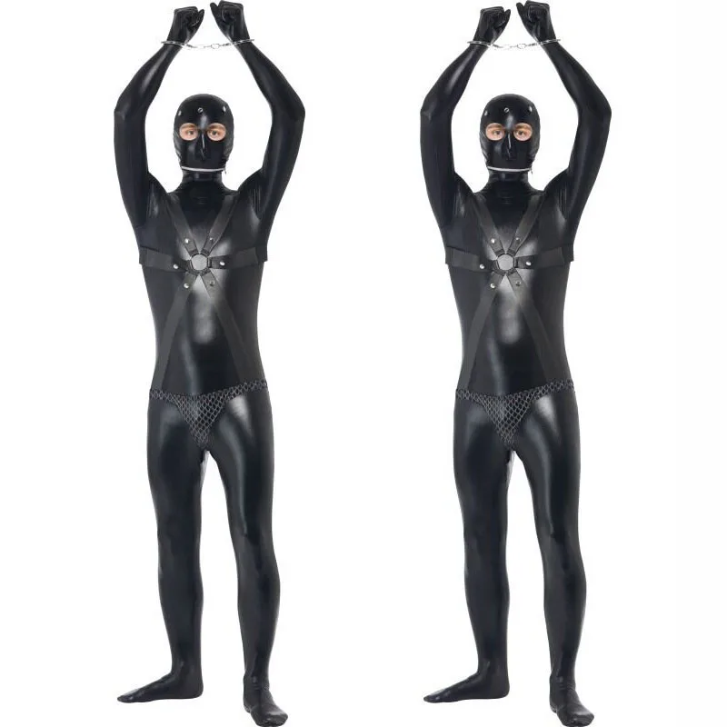 

Arrival Men leather Prisoner Uniform Streak Costume Halloween Carnival Cosplay Clothing Performance Fancy Dress Party Clothes