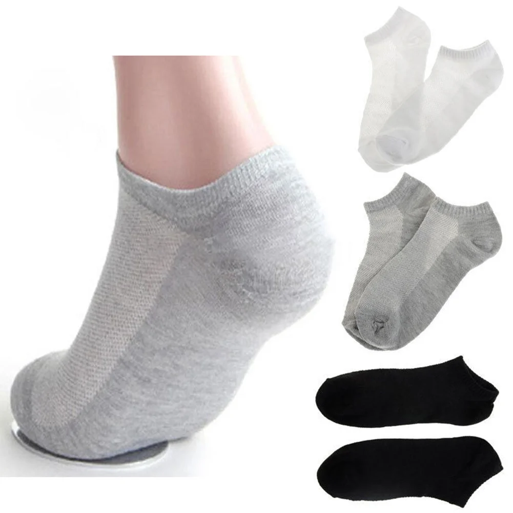 20 шт = 10 пар, однотонные сетчатые мужские носки, невидимые носки по щиколотку, мужские летние дышащие тонкие носки-башмачки, горячая распродажа#734