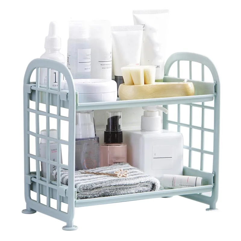 

Double Layer Sundries Storage Holder Rack for Kitchen Bathroom Desktop Multifunction Makeup Organizer Display Shelf