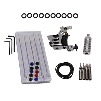 

Lightweight Alloy Tattoo Motor Shader Liner 10 Wraps Coil Machine with Needles Nozzles Tubes Tool Kit
