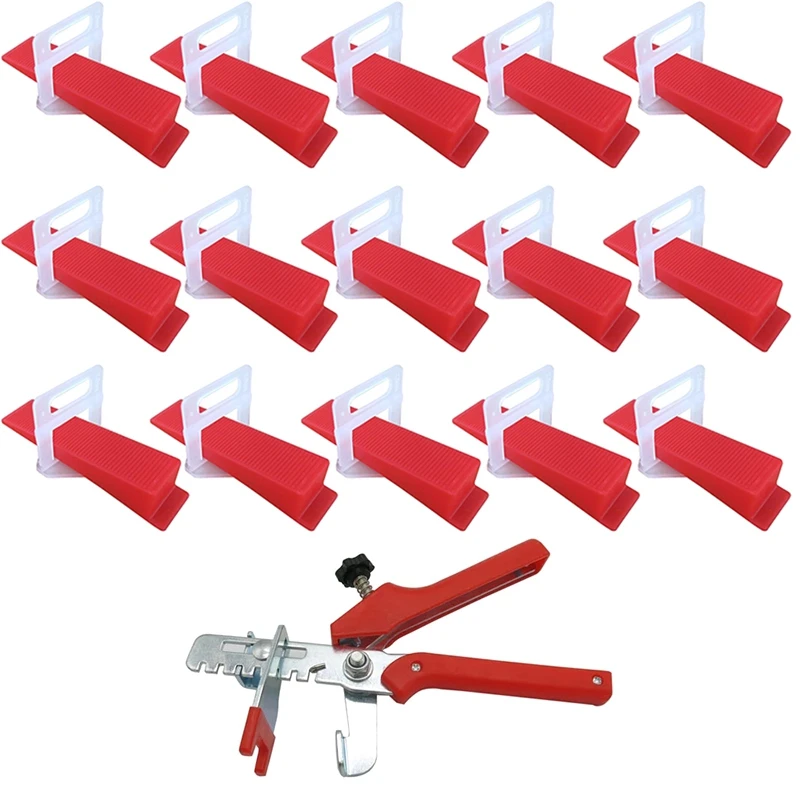 SHGO HOT-401Pcs Tile Leveling System 2mm 300Pcs Clips+100Pcs Wedges +1Piece Plier Plastic Tiling Tools Tile Spacer