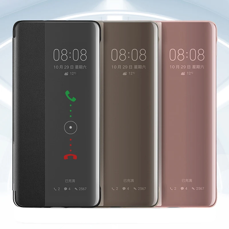 For Huawei P30 Pro Case Mirror Smart View Wake Sleep Up Cover For Huawei P40 Pro Plus Mate 30 20 P30 2020 Leather Flip Case