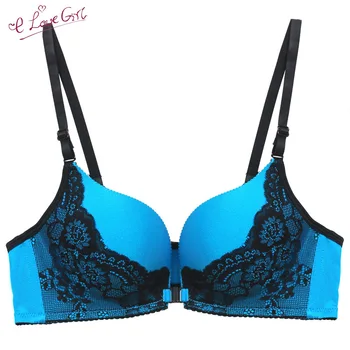 

E lovegirl Contrast Color One Piece No Steel Ring Sexy Seamless Gather Underwear Sexy Lace Front Buckle Female Bra