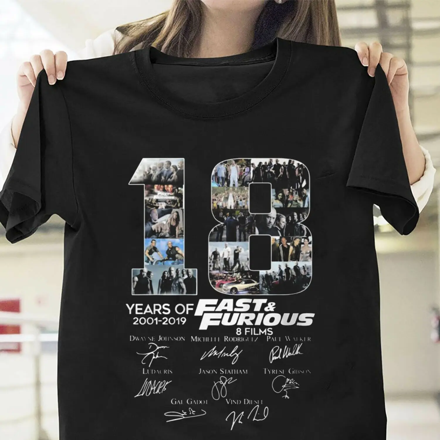 

18 Years Of Fast & Furious 2001 2019 Character Signatures Tshirt Cotton Men 2019 Unisex Tees