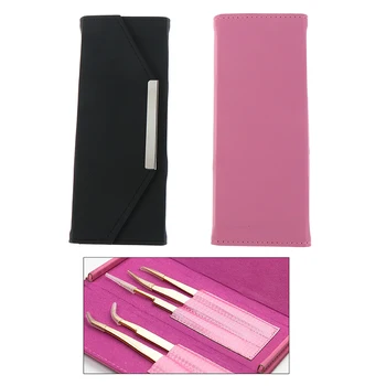 

Portable Eyelash Tweezers Box Private Label Lashes Extensions Tools Bag Eyelashes Tweezers Cosmetic Case Pink/Black