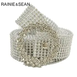 RAINIE SEAN Rhinestone ремни женские пластиковые Высокая мода серебро золото Дамский ремень алмазные свадебные женские ремни