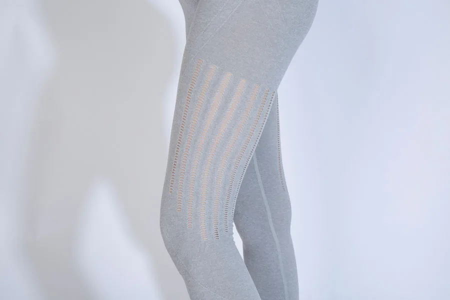 

Women Yoga pants gray mesh cellular Seamless Leggings High Waist Pants Leggings Sport Women Fitness Compression Pant