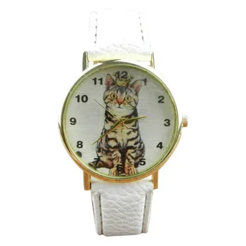 

Fashion Women Watches Cute Cat Pattern Leather Analog Quartz Wrist Watch Dress Ladies Clock Gift Relogio Feminino Montre Femme