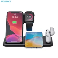 15W 4 In 1 Qi Draadloze Oplader Dock Station Fast Charging Stand Voor Iphone 13 12 11 Xs Xr X 8 Apple Horloge Se 6 5 4 3 Airpods Pro