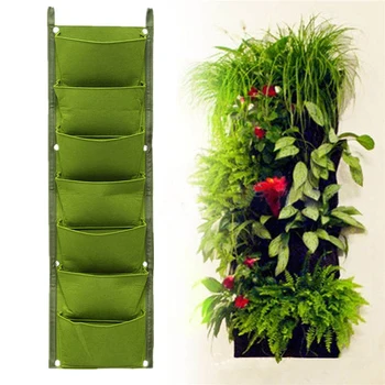 

1/2/3 Pcs Gardening Plant Bags 7 Pocket Vertical Growing Planting Bag Home Garden Wall Hanging Pocket Pot Planter Planting Bag