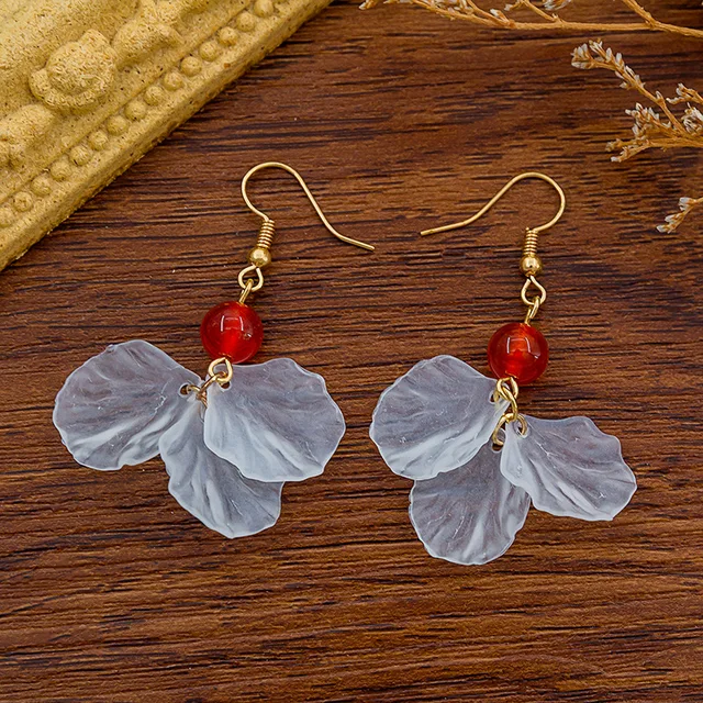 Exknl Multicolored Fashion Resin Flower Long Drop Earrings 2022 Designs Bohemia Handmade Petal Dangle Earrings For Women Gift 1535-1