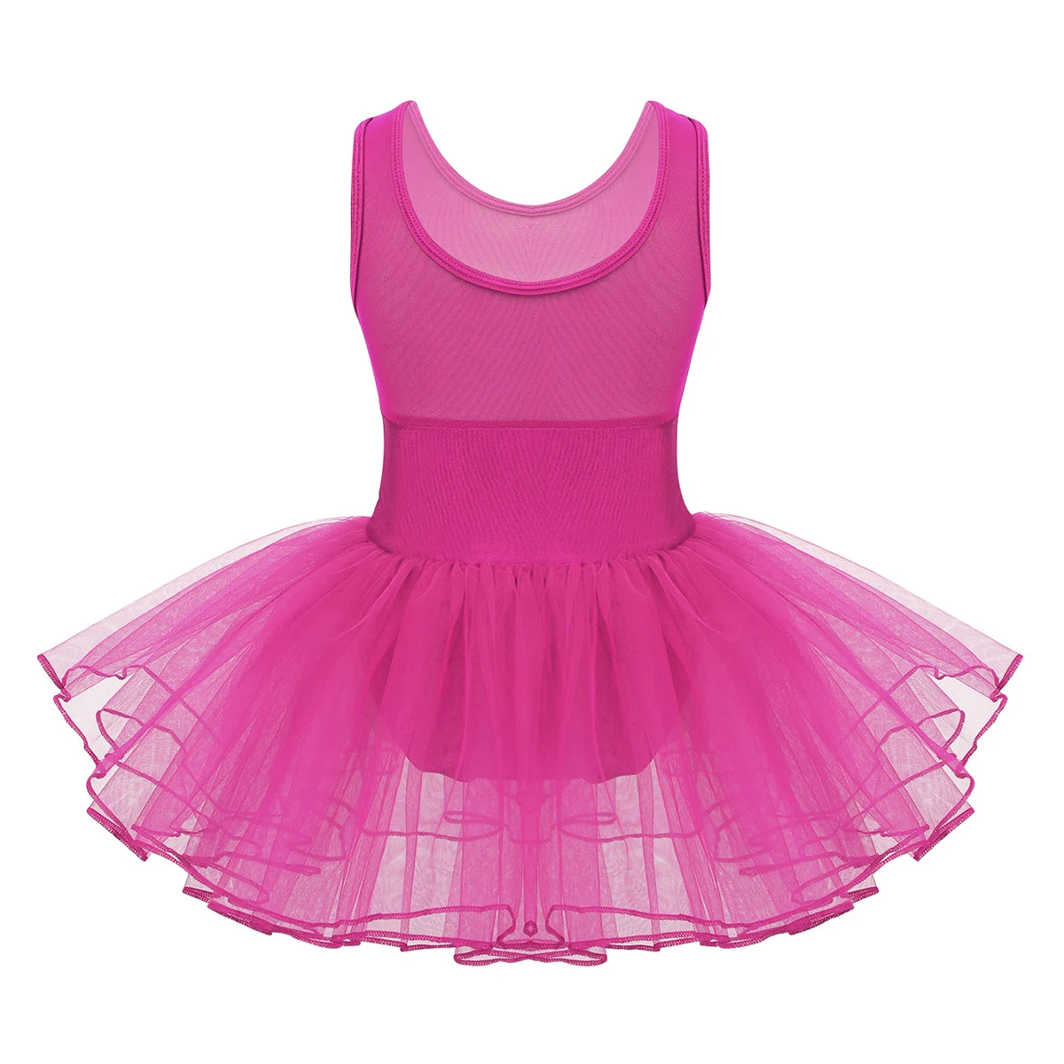 iEFIEL Kids Girls Dancewear Ballerina Performance Mesh Splice Sequins Ballet Dress Costumes Gymnastics Leotard Dance Tutu Dress