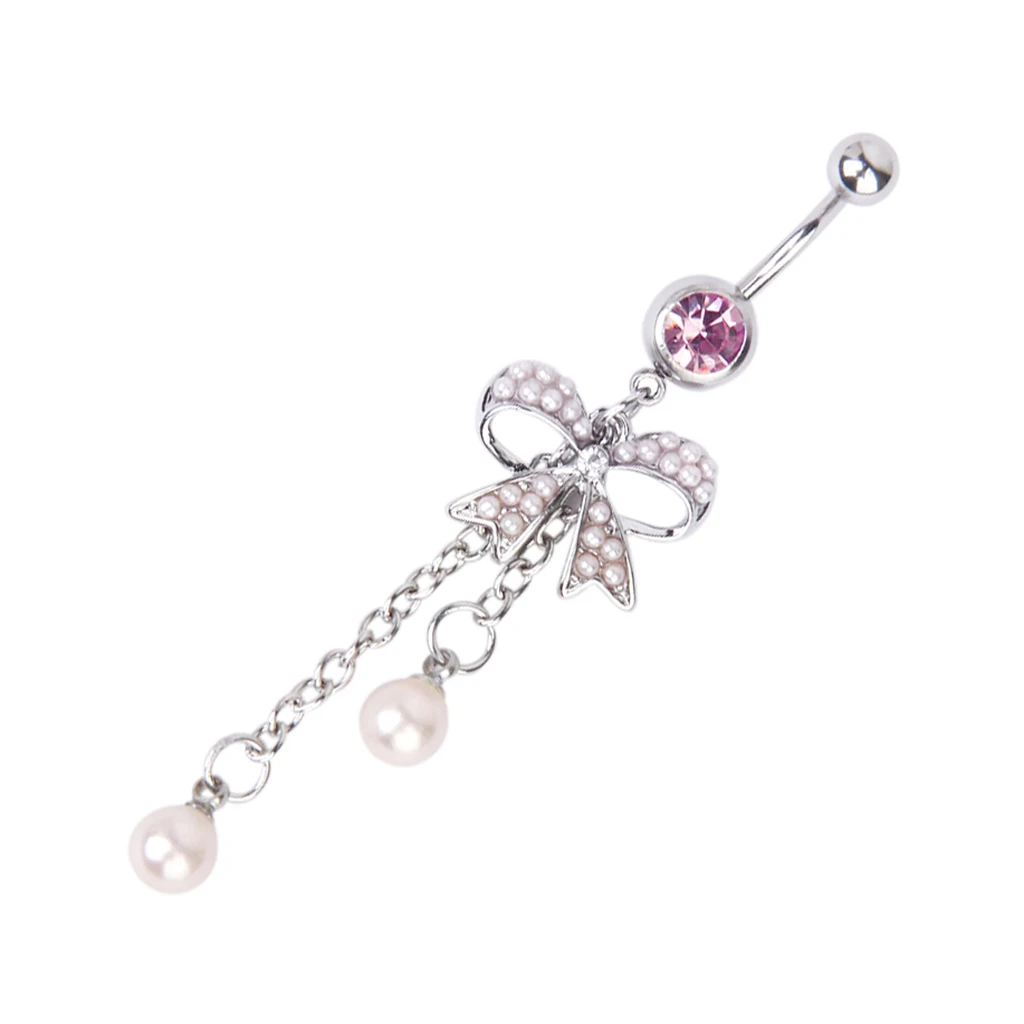 Crystal Barbell Butterfly Bow Pearl Dangle Navel Belly Piercing Jewelry Dangle Navel Ring Rhinestone Body Jewelry piercing jewelry body piercing jewelry body jewelry belly button piercings belly button earrings