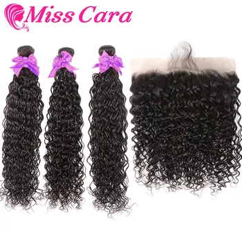 

Malaysian Water Wave Bundles With Frontal Miss Cara 100% Remy Human Hair 3/4 Bundles With Closure 13*6 Frontal With Bundles