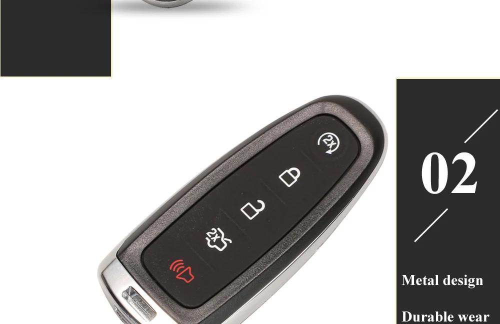 Keyforkess guscio chiave di ricambio per Ford Edge Escape Flex Explorer Taurus 5 pulsanti telecomando Fob custodia custodia FO38 HU101 lama - H7186949d647645808f8cfe378790615bj