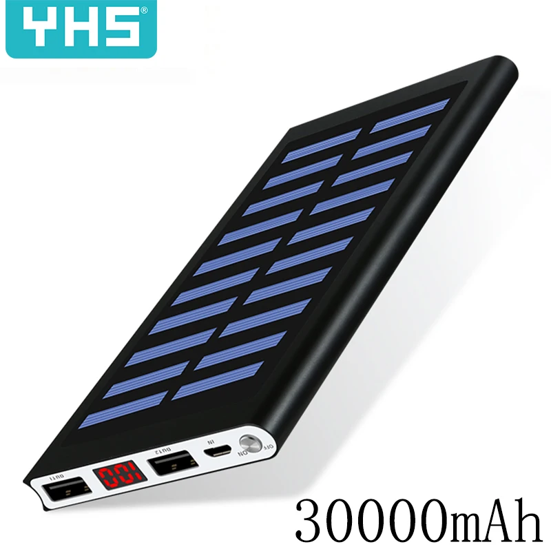 

Solar Power Bank 30000mah External Battery 2 USB LED Powerbank Portable Mobile phone Solar Charger for Xiaomi iphone huawie