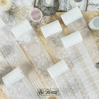 

High Quality 65mm Flower Lace Masking Tape Sticker Moon Stars Lace Vintage Matte PET Washi Tape DIY Planner Scrapbooking Escolar