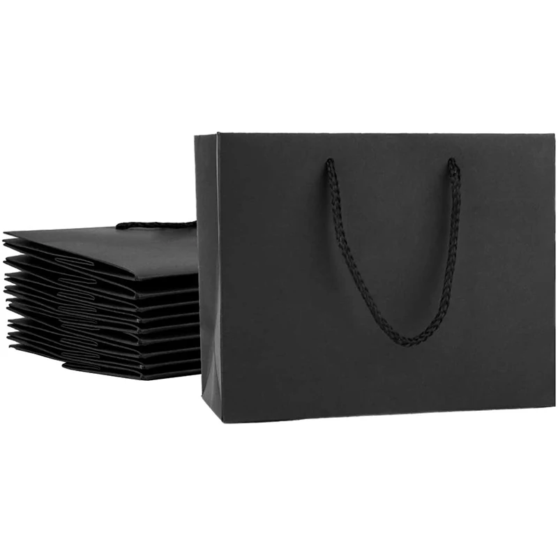 

Free shipping Wholesale 500Pcs Pack Retail Bags Kraft Paper Gift Bags with Handles Matte Tote Paper Bags for Shopping