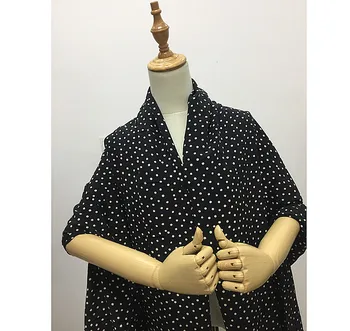 

Black Background White Polka Dot Classic Printed Real Silk Crepe-de-chine 100% Real Silk Fabric Dress T-shirt Shirt Fashion