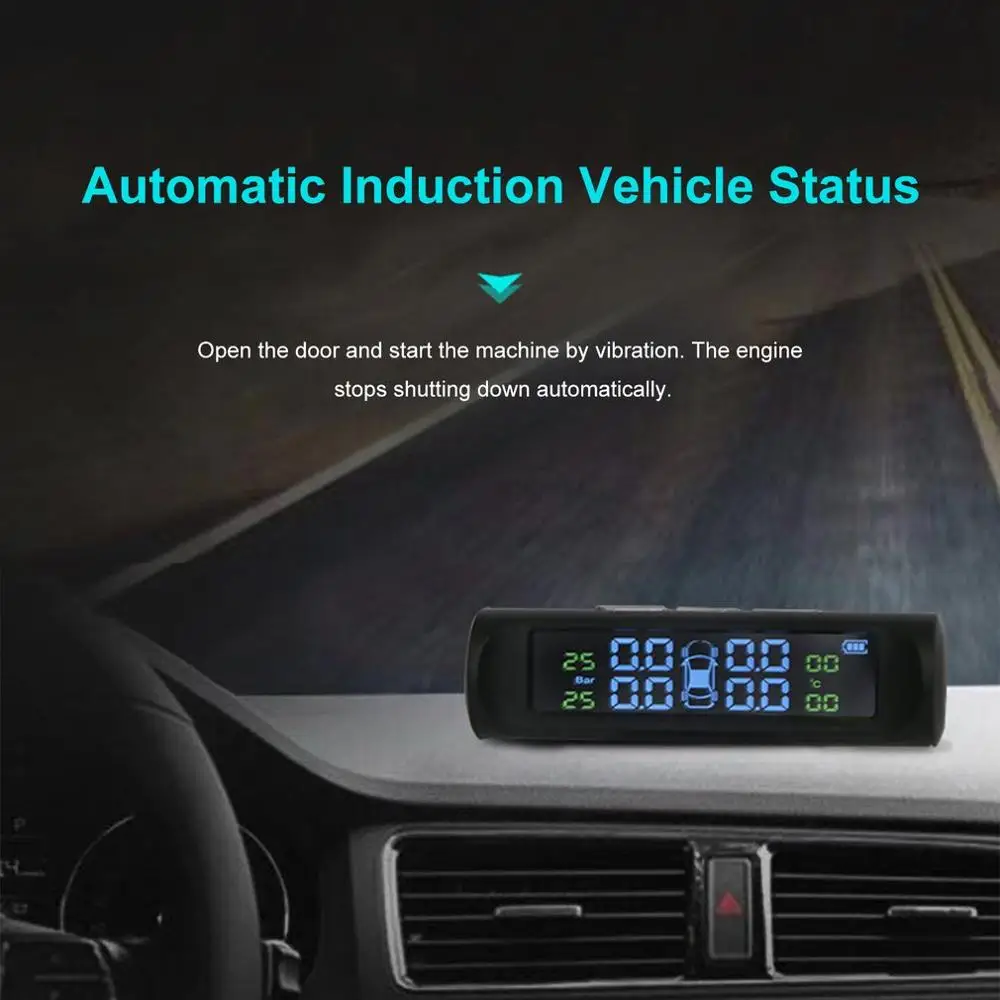 Умный автомобиль TPMS система контроля давления в шинах солнечной энергии цифровой ЖК-дисплей Автоматическая охранная сигнализация s давление в шинах