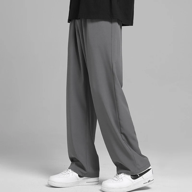 Casual Pants Men Baggy Solid Wide-leg Pocket-pants All-match Summer Breathable Japanese Style Hombre Trousers Fashion Bottom Ins