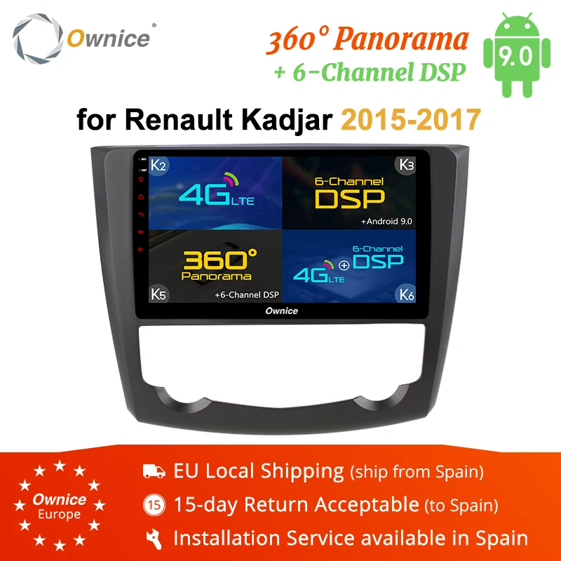 Ownice K1 K2 K3 K5 K6 Android 9,0 стерео для Renault Kadjar авто радио DAB+ Аудио Видео навигация GPS, DVD DSP 4G