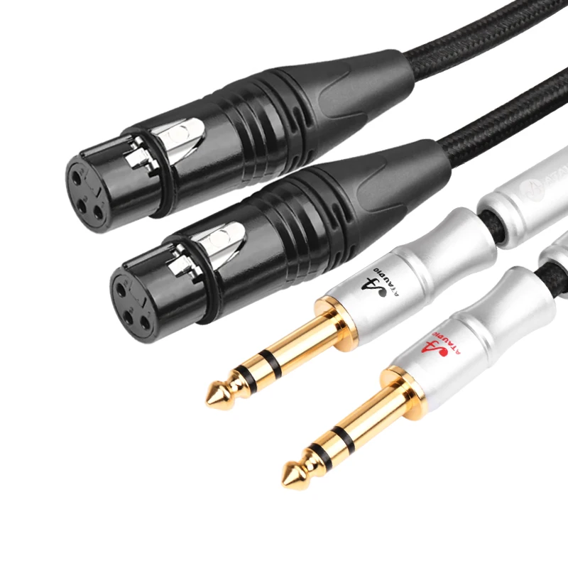 Premium Dual TRS to XLR Balanced Audio Cable for Microphones and DJ Equipment