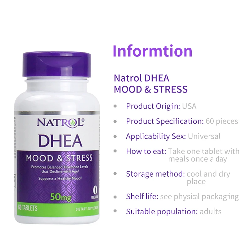 Natrol DHEA 50 мг настроение и стресс способствует сбалансированному уровню гормонов