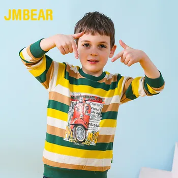 

JMBEAR Children's Cotton Terry Sweatshirt Boys and Girls Round Neck Colorblock Long Sleeve Top Middle Kids Kids Spring 853121110