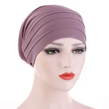 Turbante de Color caramelo para mujer, diadema de quimioterapia, sombrero de pila para la frente, pañuelo musulmán, accesorios para el cabello 2021