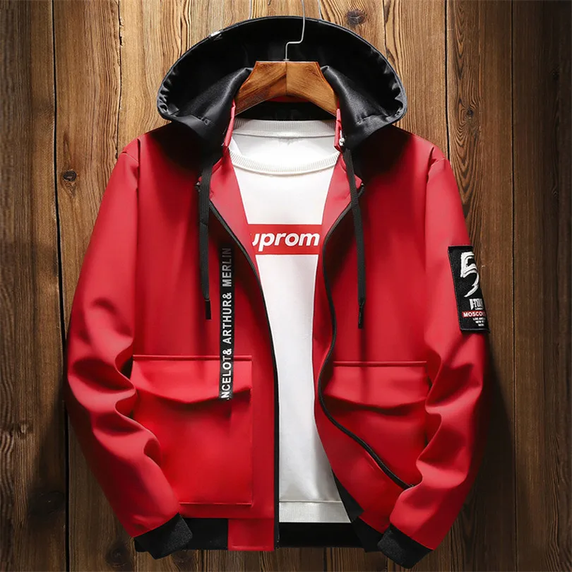 

2019 Spring and Autumn New Men's Solid Color Hooded Large Size Jacket Fashion Classic Men's Loose Jacket 5XL 6XL 7XL 8XL
