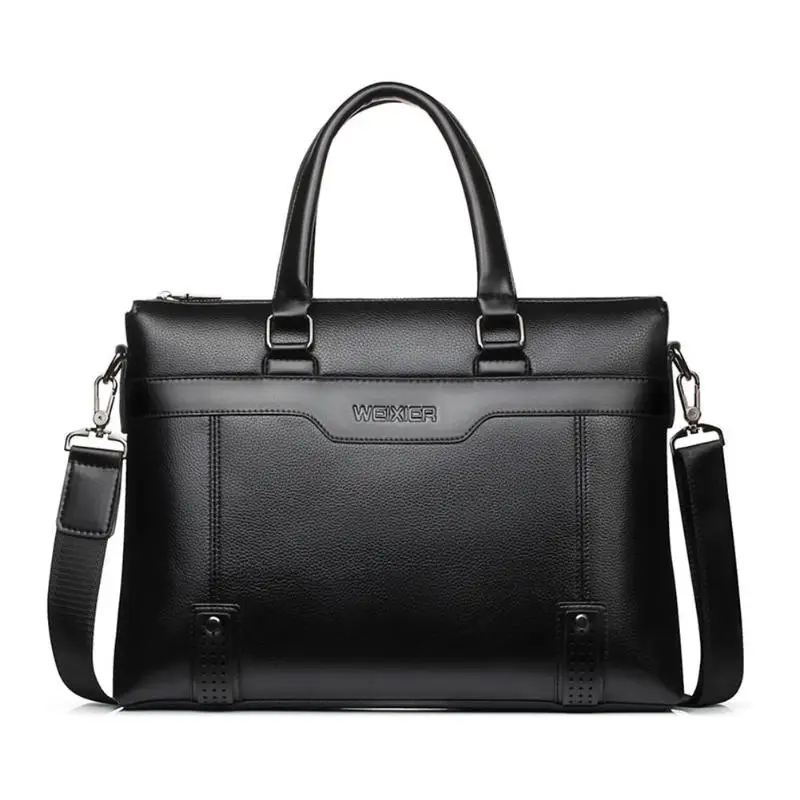 Деловой повседневный мужской портфель сумка через плечо для ноутбука дорожная кожаная сумка PU Сплошной цвет классический дизайн бизнес