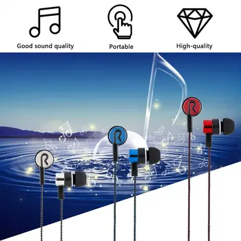 

Stereo Music Earphone SuperBass Noise Isolating Braided Wiringes Headset With Microphone Braided Wiring Headphone For All Phones