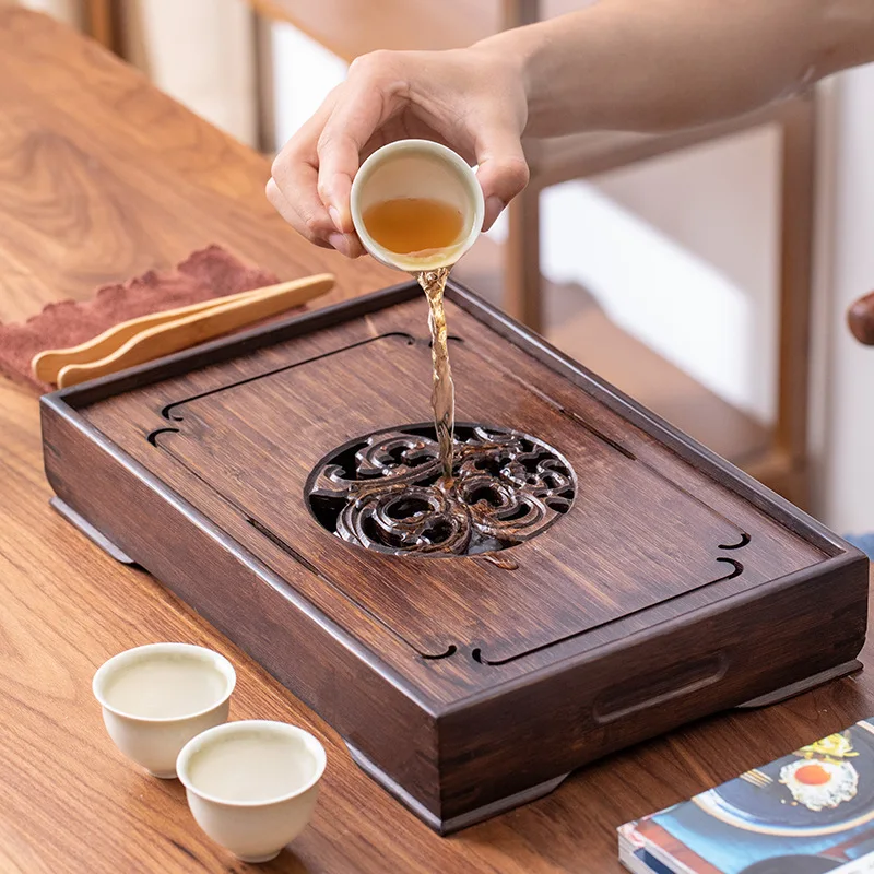 

Dry Brewing Table Small Tea Tray Chinese Zen Solid Wood Tea Set Tray Household Rectangular Drainage Water Storage Tray