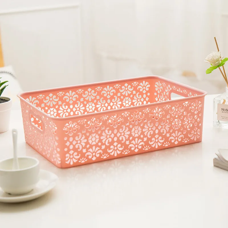 PINK S Пластиковый контейнер для носков, коробка для хранения, чехол, полые корзины для нижнего белья, органайзер для одежды, KidsToys, кухонный домашний контейнер, организация - Цвет: PINK S