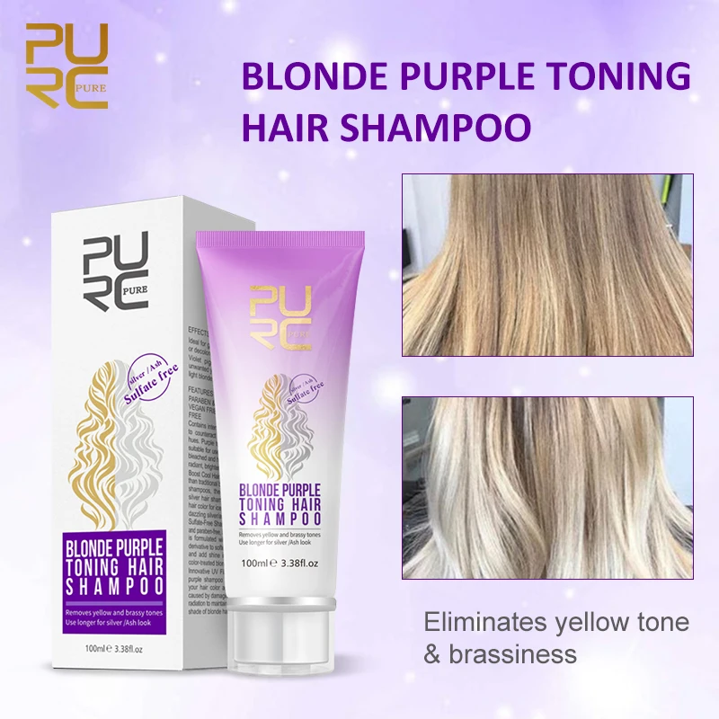 Purc No Yellow Blonde Hair Shampoo Anti Brass Off Purple Shampoo Ulta Beauty Care Shiny Hair Color Dyed Treatment 100ml Shampoos Aliexpress