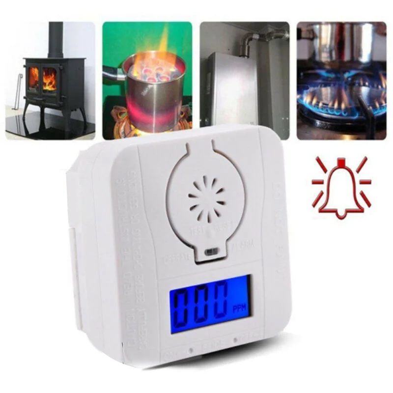 White CO Gas Warning Alarm Mini Monoxide&Smoke Detector W/ Memory Function
