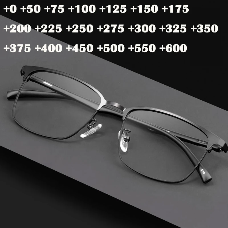 

Retro Anti Blue Light Computer Reading Glasses Men Women Ultralight CR39 Lens Alloy Rim Glasses Optical Hyperopia Glasses +0 125