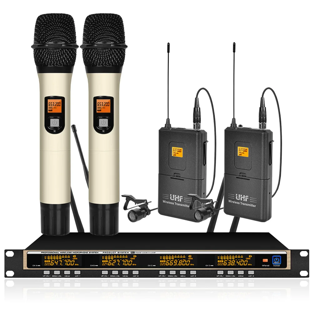

Orban professional UHF wireless microphone system 2 handheld 2 lavalier microphone wireless stage speech microphone