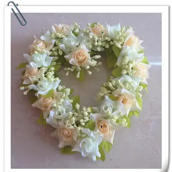 

Heart Shaped Rose Artificial Flowers With Flower Garland For Door Wall Decor Wedding Car Decoration Flowers