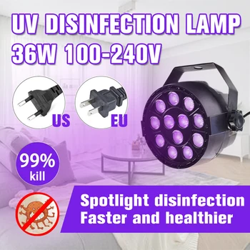 

36W LED UV Disinfection Lamp 110V 220V Ultraviolet Sterilization Germicidal Bacterial Disinfect Virus Lights US/EU for Home Room