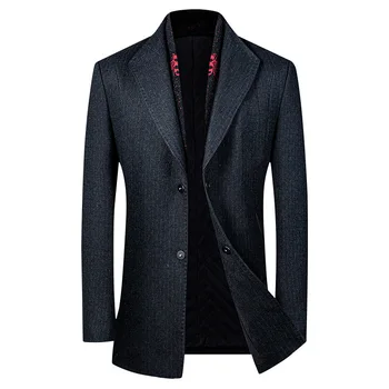 

2020 Winter New Arrival Long Single Breasted Veste Homme Thick High Quality Men Scarf Wool Coat