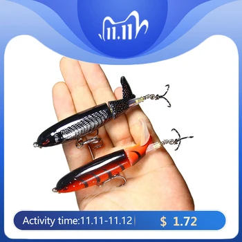 SUPER SALE ❤️ GoByGo 1PCS 13G/10CM With Propeller Topwater Fishing Lure Artificial Bait Hard Plopper Soft Rotating Tail Fishing Tackle Geer - discount item 26% OFF Sports & Entertainment