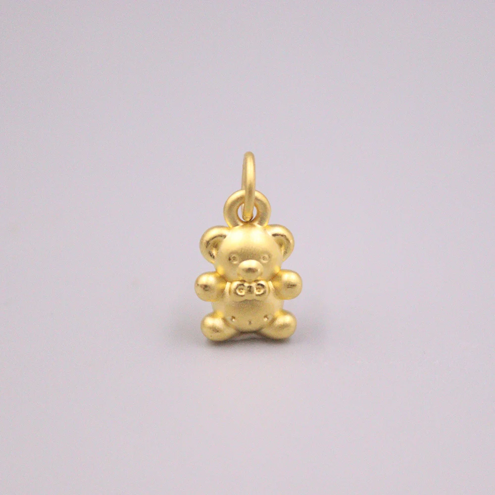 

New Solid Pure 24Kt 3D Yellow Gold Pendant Women Bear Pendant 0.8-0.9g 15*9mm