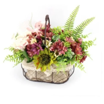 

Iron Art Storage Basket Desktop Grocery Organizer Small Fruit Bowl Portable Mini Basket Flower Basket Garden Wind Handheld Flowe
