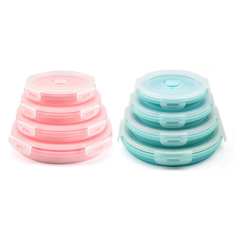 

Portable Picnic Sealed Lunch Box Portable Round Lunch Box Silicone Lunch Box Bento Box Foldable Outdoor Box